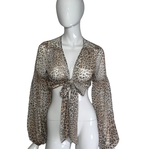 P2F Swim Coverup 2 Pc Top & Shorts Animal Print XS/S Sheer Festival Beach - Picture 7 of 16